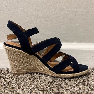 Blue wedge heels, size 8
